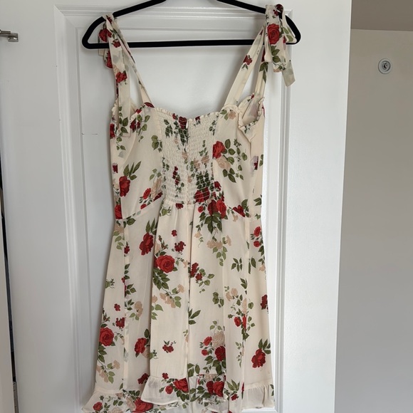 Reformation Floral Mini Dress in Cream and Red - Picture 6 of 7